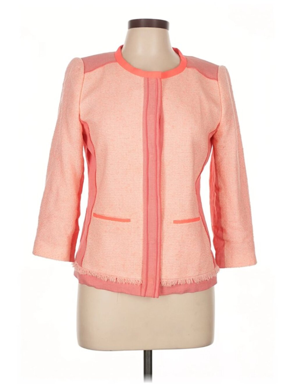 Elie Tahari Pearson Tweed Zip Jacket – Size 10 Pink Peach - Picture 3 of 8